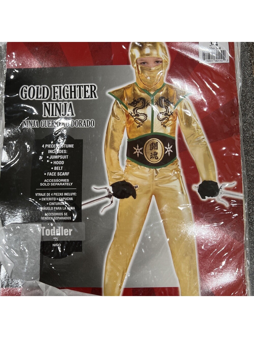 Fighter Ninja Dragon Armor Children Boys Jumpsuit Halloween Costume Toddler 3-4